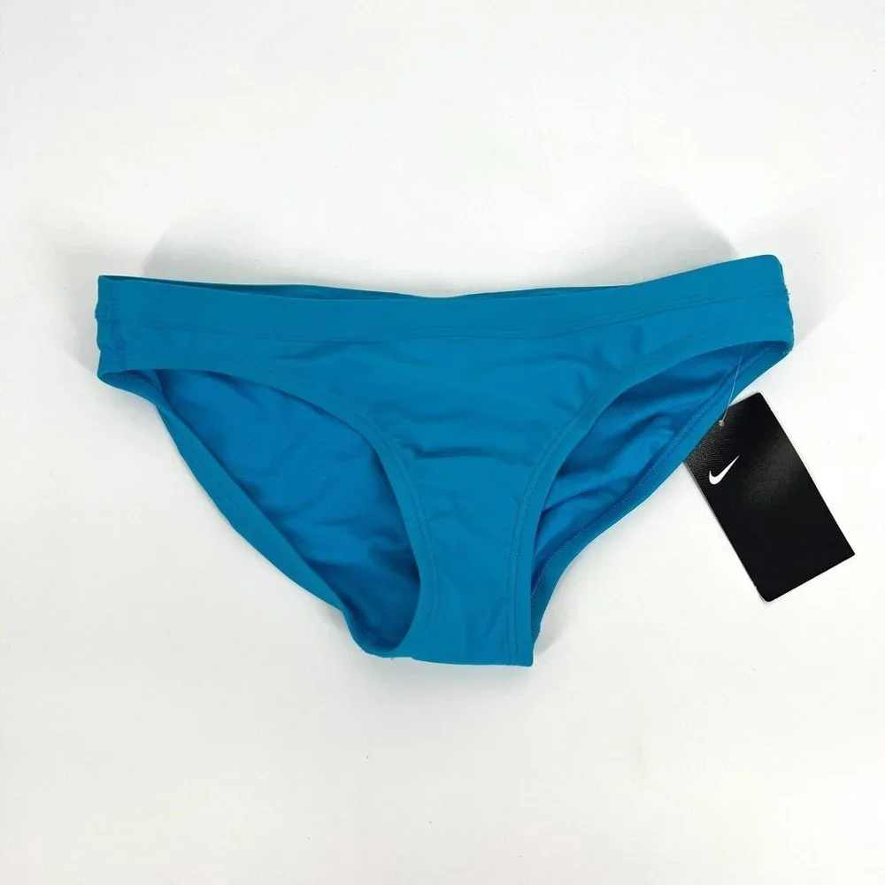 Nike Fury Bikini Bottom Blue Swim Hipster Sport Drawstring NWT